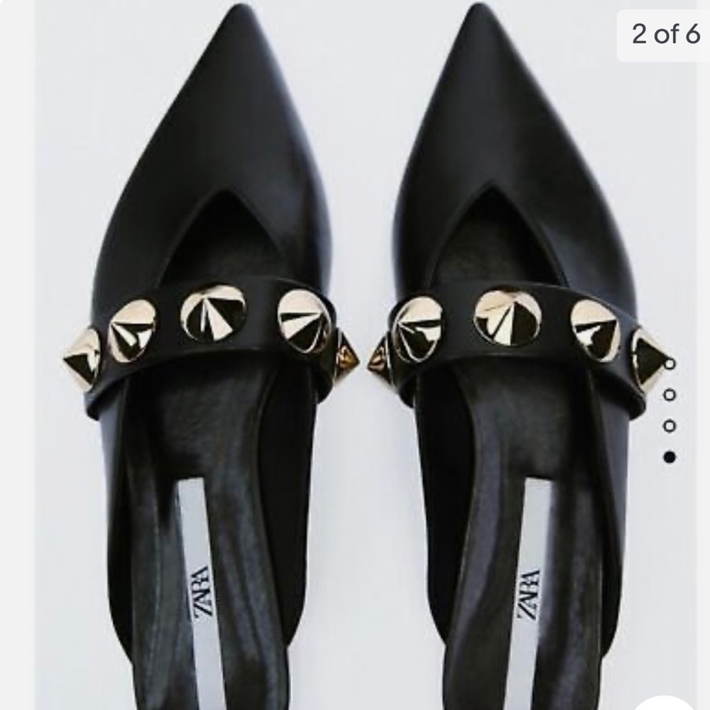 Zara Mule Leather With Gold Studs
